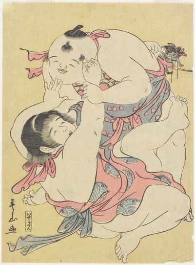 Children Wrestling by Katsukawa Shunzan